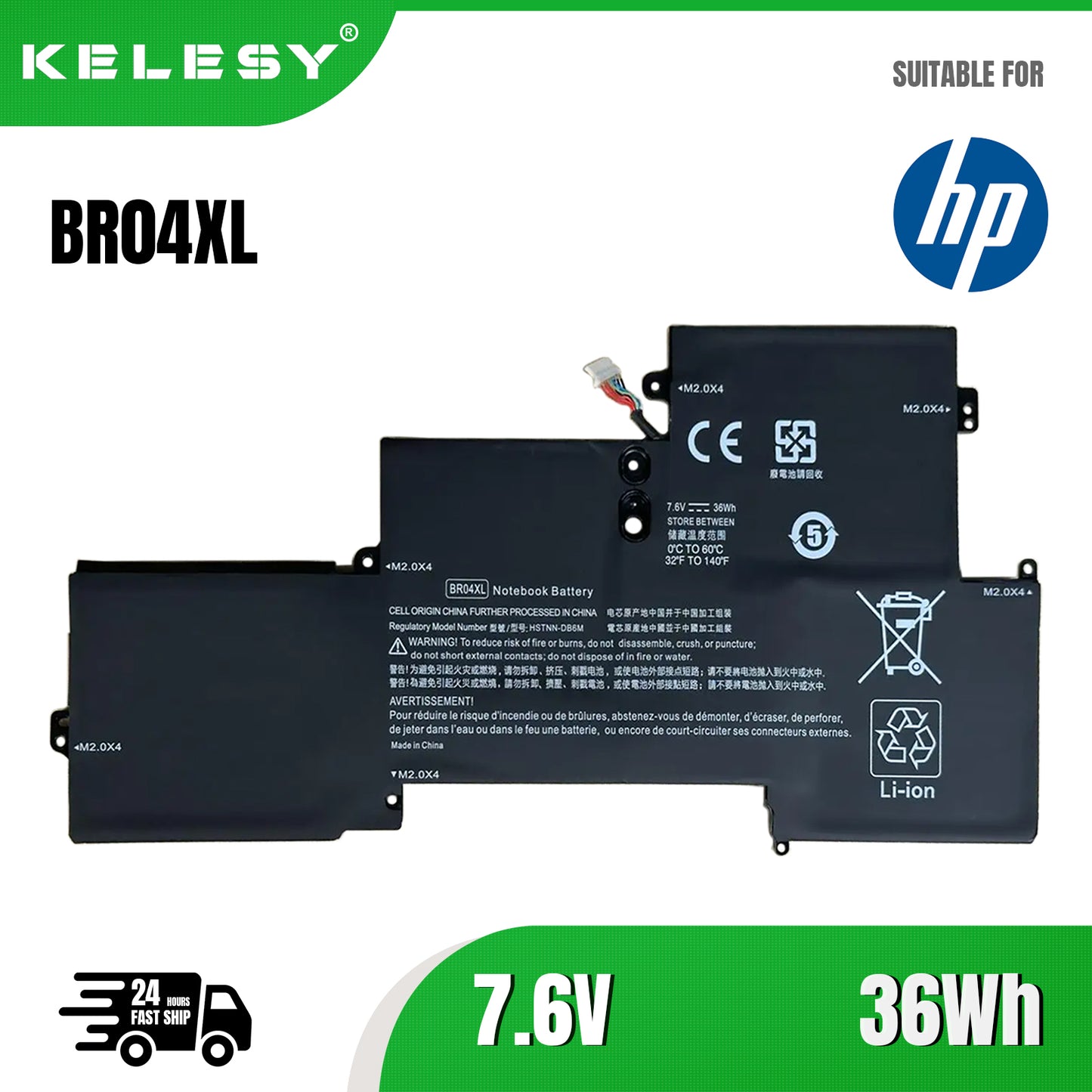 KELESY BR04XL New Laptop Battery For HP 1020 1040 G1 G2 Series HSTNN-DB6M 760605-005 HSTNN-I26C HSTNN-I28C 7.6V 36WH Notebook