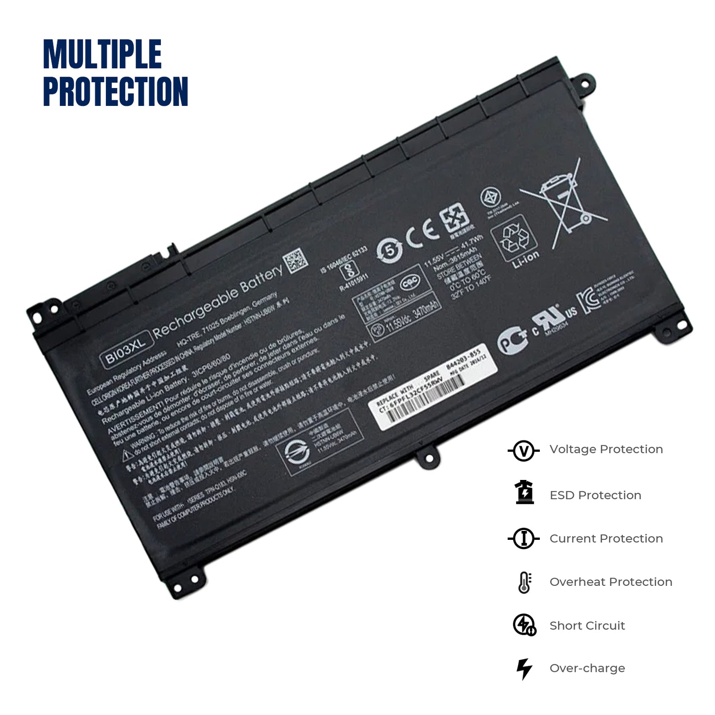 KELESY BI03XL Laptop Battery For HP Pavilion X360 TPN-W118 13-U100TU U113TU U169TU HSTNN-UB6W Stream 14-AX010wm 14-AX020wm