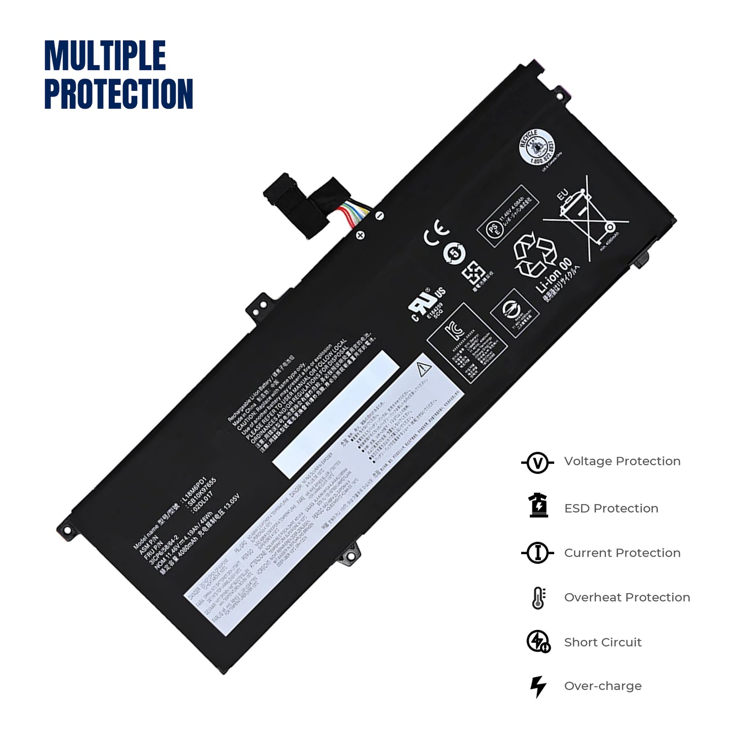 KELESY L18M6PD1 Laptop Battery for Lenovo ThinkPad X13 X390 X395 Series SB10K97655 02DL017 48WH 11.46v