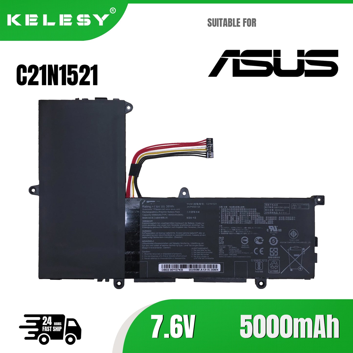 KELESY Original C21N1521 2ICP4/63/134 C21Pq91 Laptop Battery For Asus VivoBook E200HA E200HA-1B E200HA-1E E200HA-1G E200HA-1A