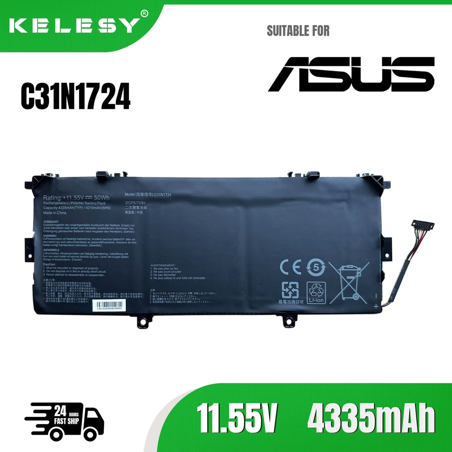 KELESY C31N1724 Akku für ASUS ZenBook 13 UX331F UX331UAL U3100FAL UX331FAL UX331FAL-EG017R EG028T Serie 0B200-02760400