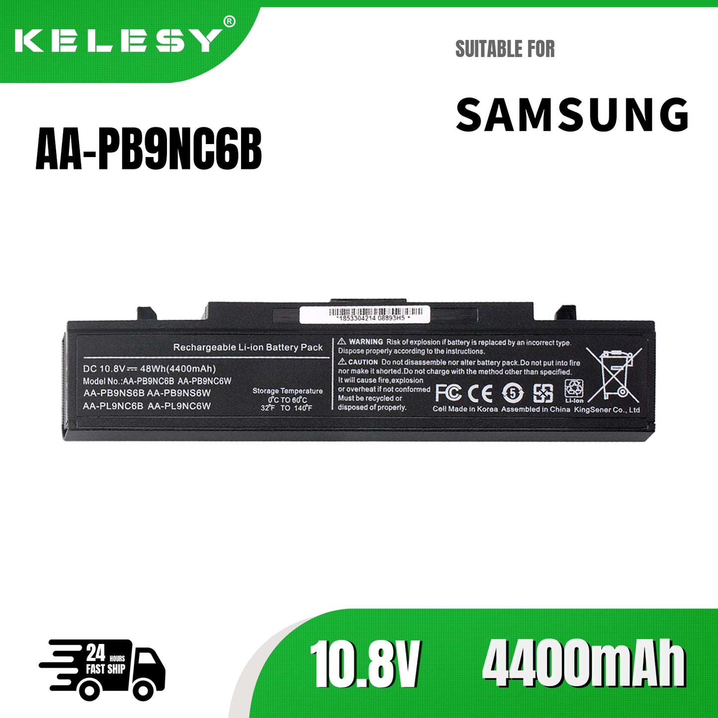 KELESY Batería de ordenador portátil para SamSung, AA-PB9NC6B, AA-PB9NS6B, R467, R428, R429, R468, NP300, NP350, RV410, RV509