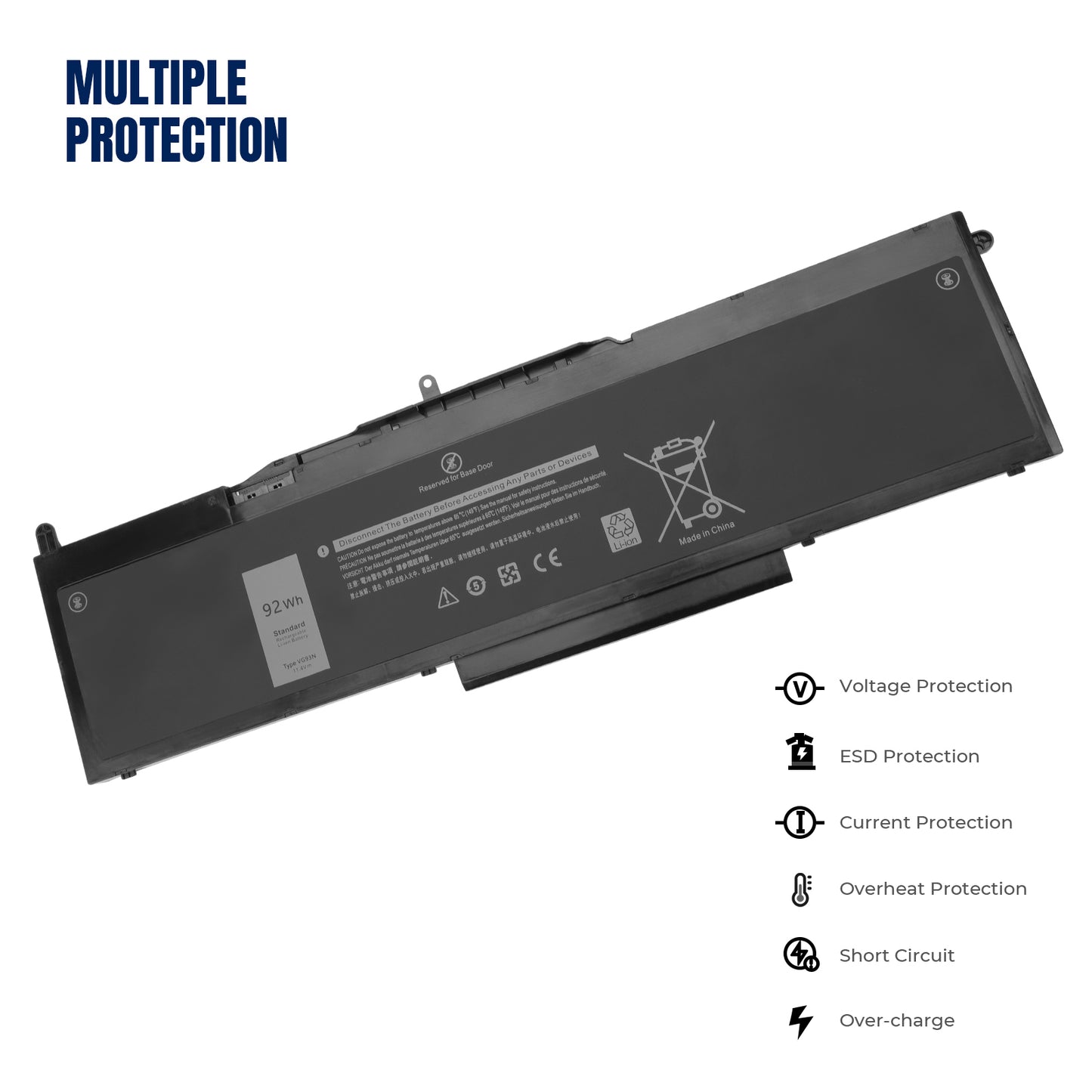 KELESY VG93N 11.4V 92WH Laptop Battery For Dell Precision 15 3520 3530 M3520 M3530 Latitude 5580 5590 5591 WFWKK 0WFWKK NY5PG