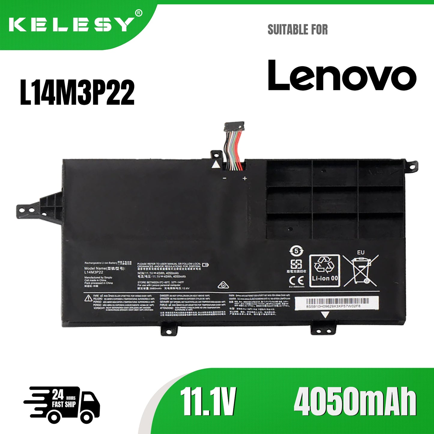 KELESY L14M3P22 Laptop Battery for Lenovo K41-70 K41-80 M41-70 M41-80 L14S3P21 11.1V 4050mAh 45WH