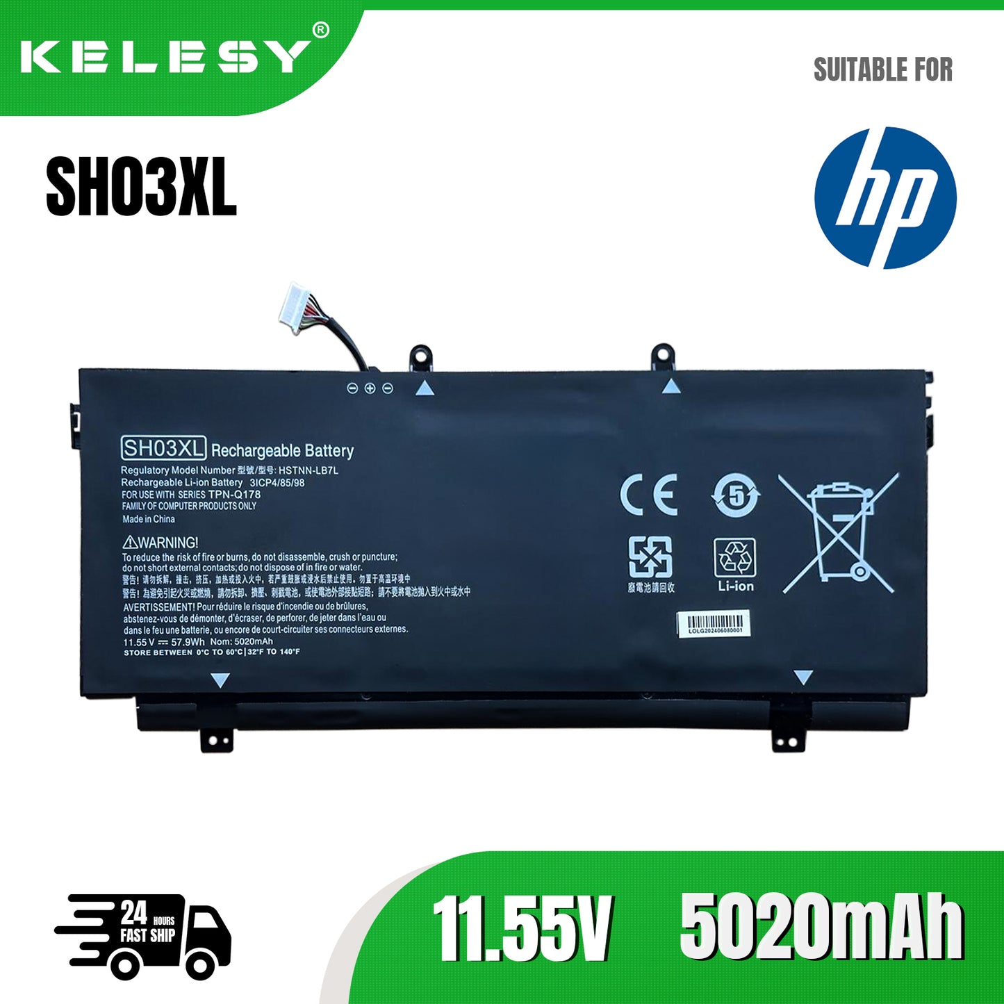 KELESY SH03XL CN03XL 859026-421 859356-855 HSTNN-LB7L TPN-Q178 Battery For HP Spectre X360 13-AB001 13-AB002 AC033DX 5020mAh