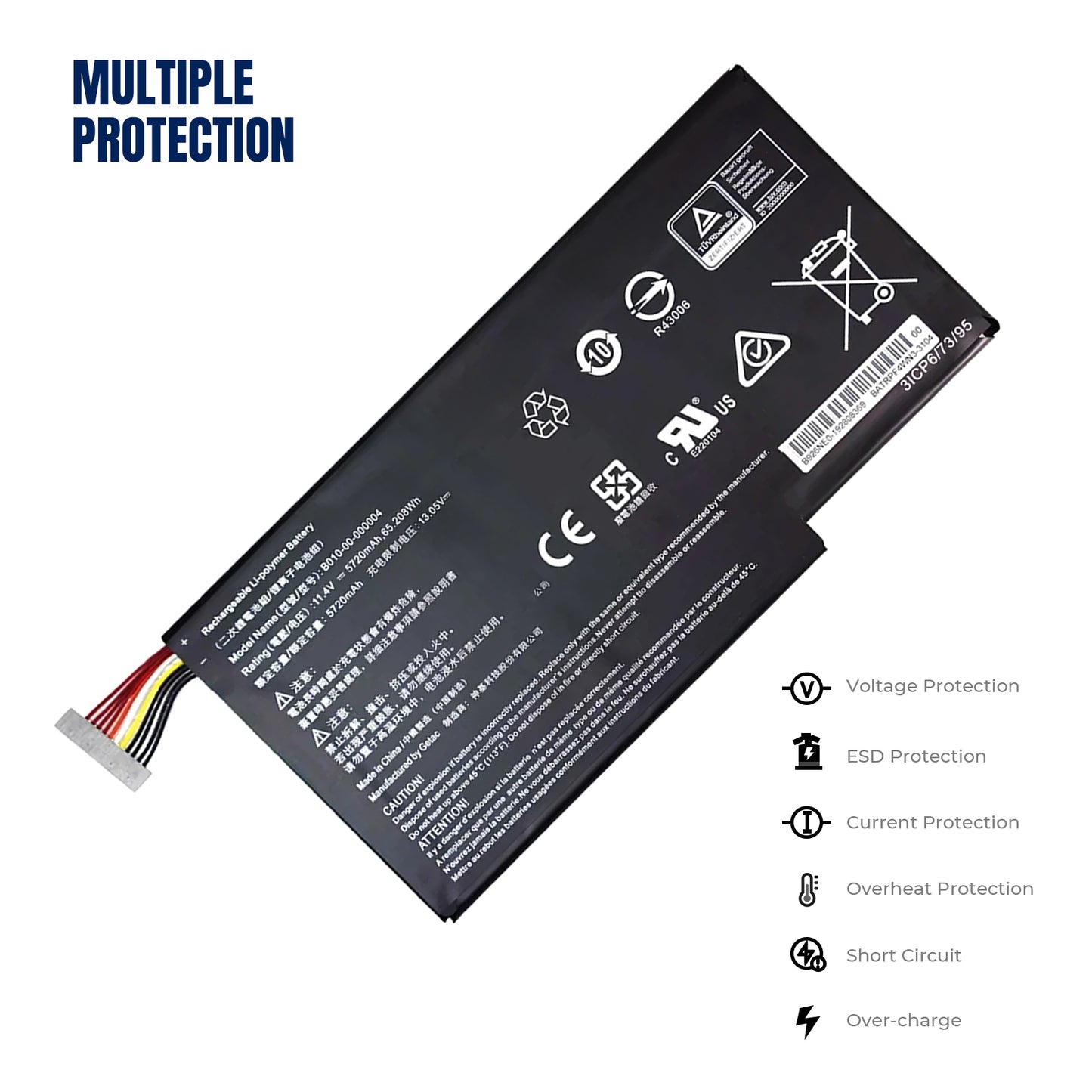 KELESY Batería Original de B010-00-000004 para portátil, 11,4 V, 65.208Wh, para Getac Evga SC15, 5720mAh, nueva