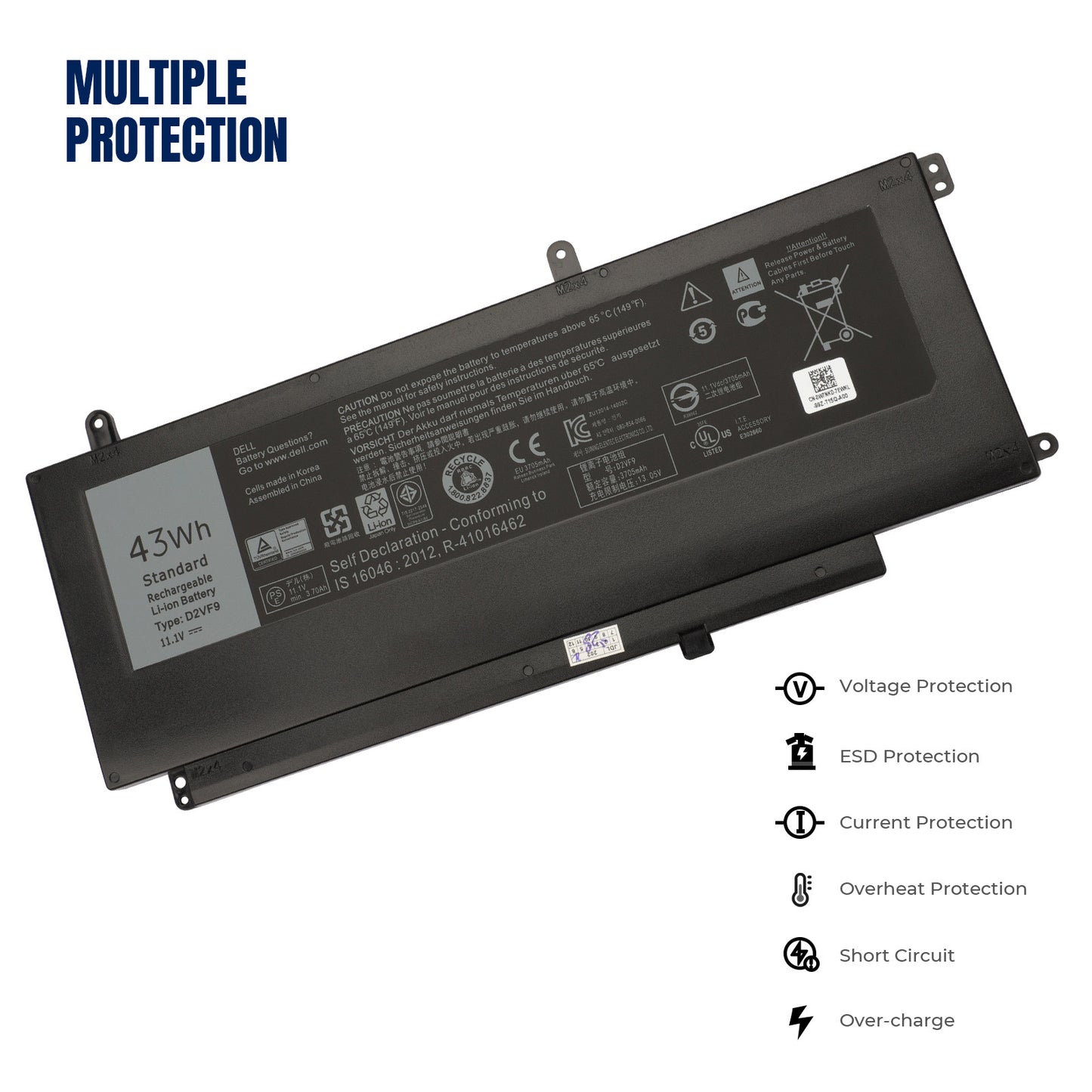 KELESY D2VF9 Laptop Battery for Dell Inspiron 15 7547 7548 7549 Vostro 14 5459 0PXR51 PXR51 4P8PH YGR2V 0YGR2V Li-ion Battery 11