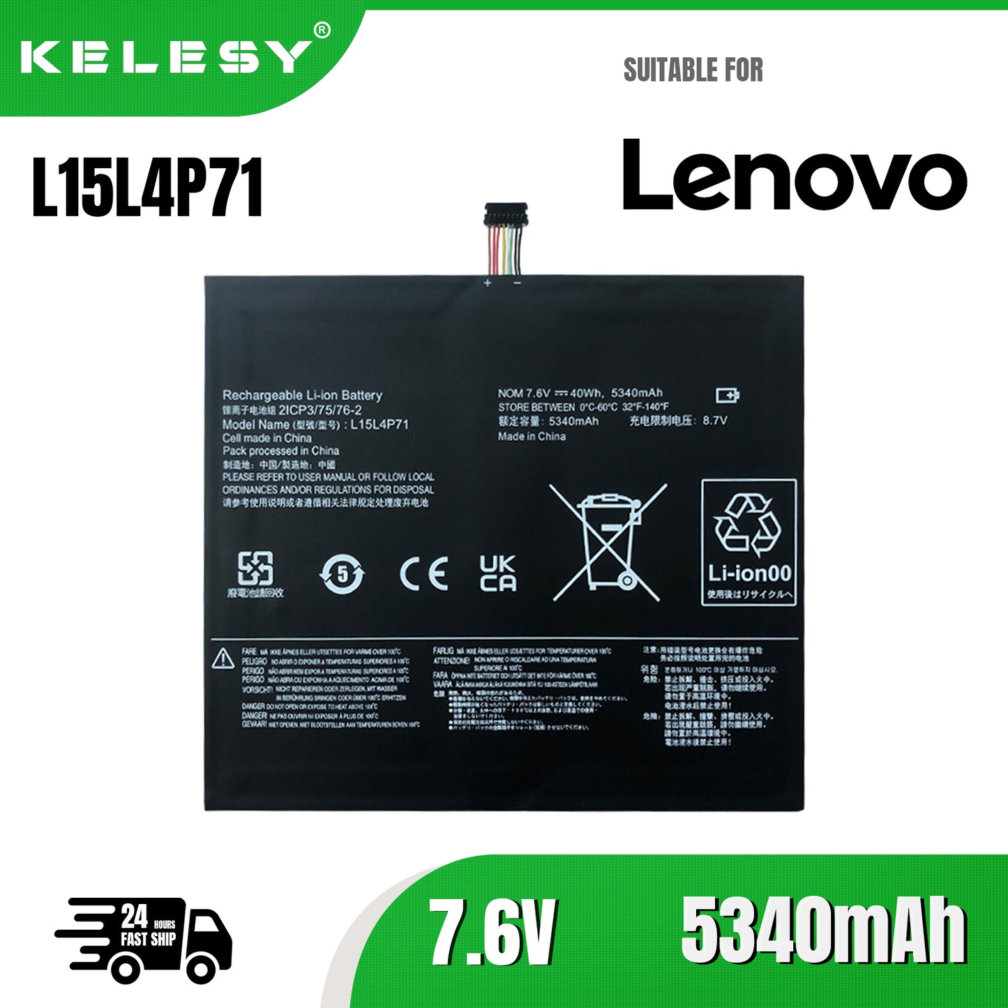 KELESY L15L4P71 L15C4P71 Laptop Battery For Lenovo IdeaPad Miix 700-12ISK Series 80QL 80QL000CUS 7.6V 5340mAh