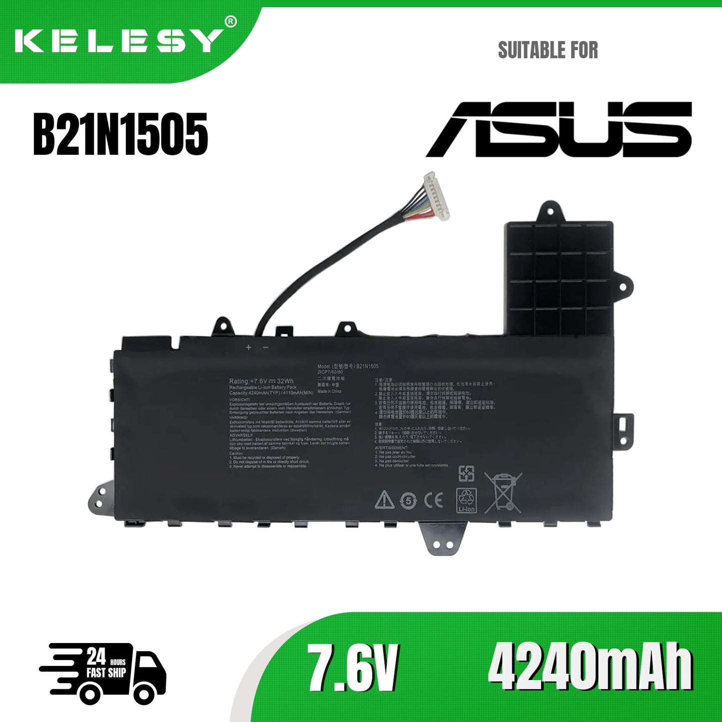 KELESY B21N1505-batería para ordenador portátil ASUS E402M, E402MA, E402S, E402B, E402N, E402NA, E402WA, E402SA