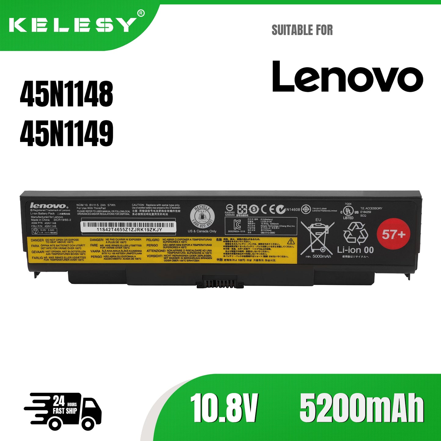 KELESY Laptop Battery for Lenovo ThinkPad T440P T540P W540 W541 L440 L540 45N1144 45N1145 45N1148 45N1159 45N1158 45N1160 57+