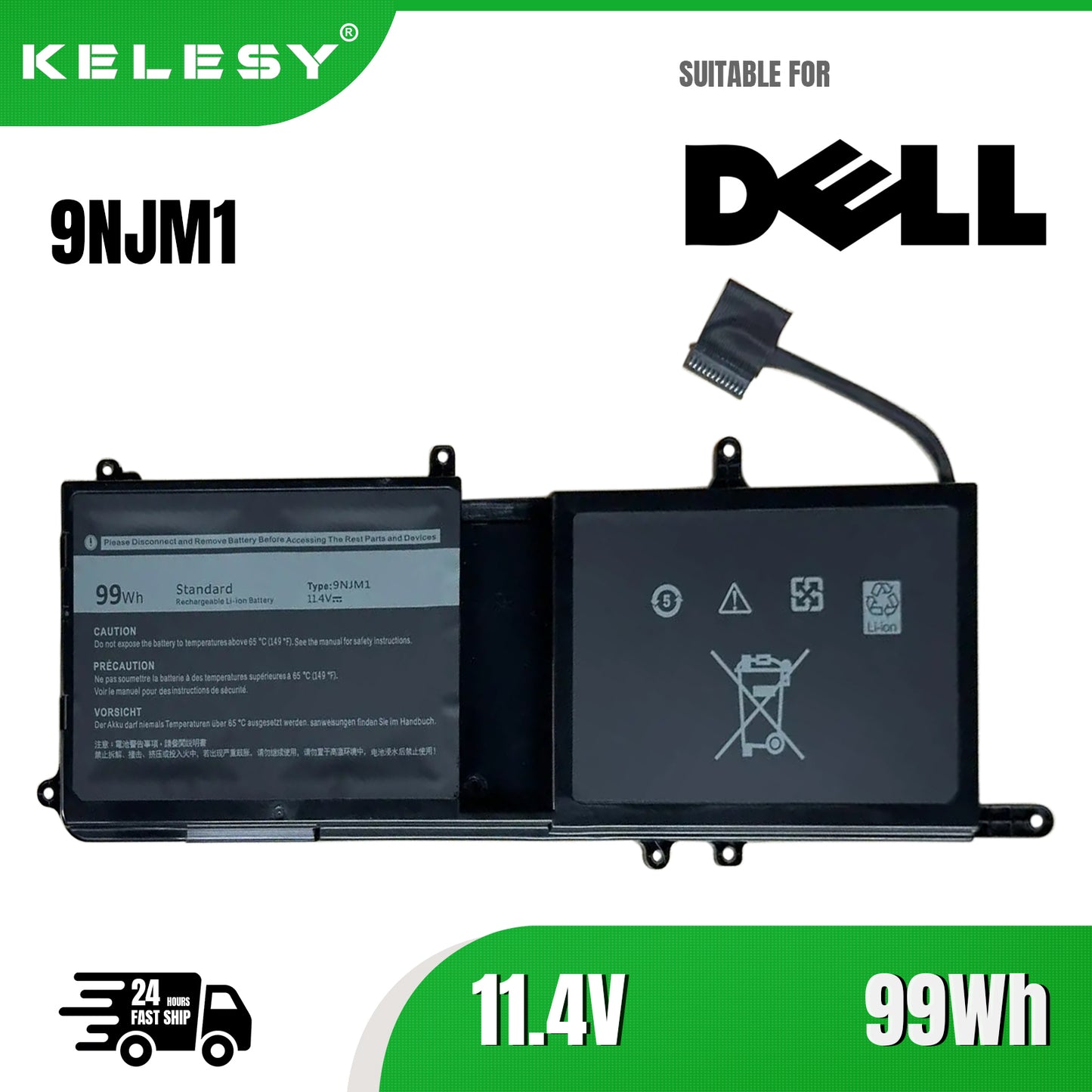 KELESY 9NJM1 44T2R HF250 546FF Laptop-Akku für Dell Alienware 15 R3 R4 17 R4 R5 ALW17C D1748 D1758 D1848 D2738 D2748 11,4 V