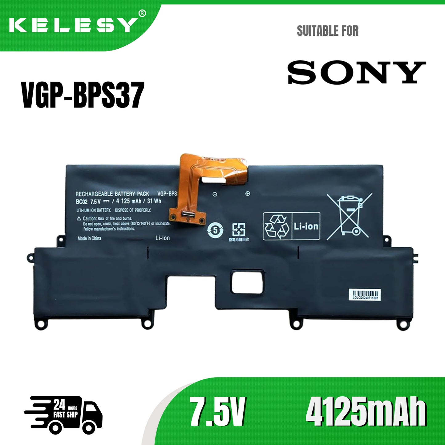 KELESY Batería para portátil SONY VAIO Pro 11 SVP1121 SVP11214CXB SVP11227SCB SVP112A1CL Ultrabook BPS37, 7,5 V, 31Wh, VGP-BPS37