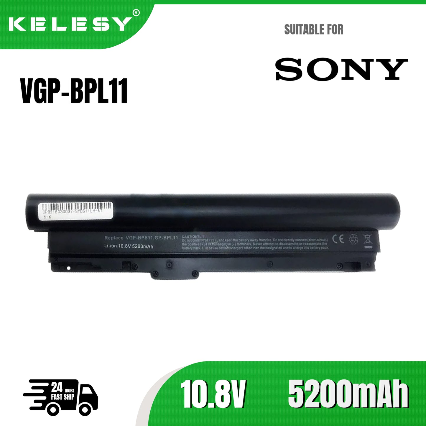 KELESY Batería Original de VGP-BPL11 para SONY VAIO, VGP-BPS11, BPS11, VGP-BPX11, TZ92S, VGN-TZ121, VGN-TZ11, 10,8 v, 5200mah