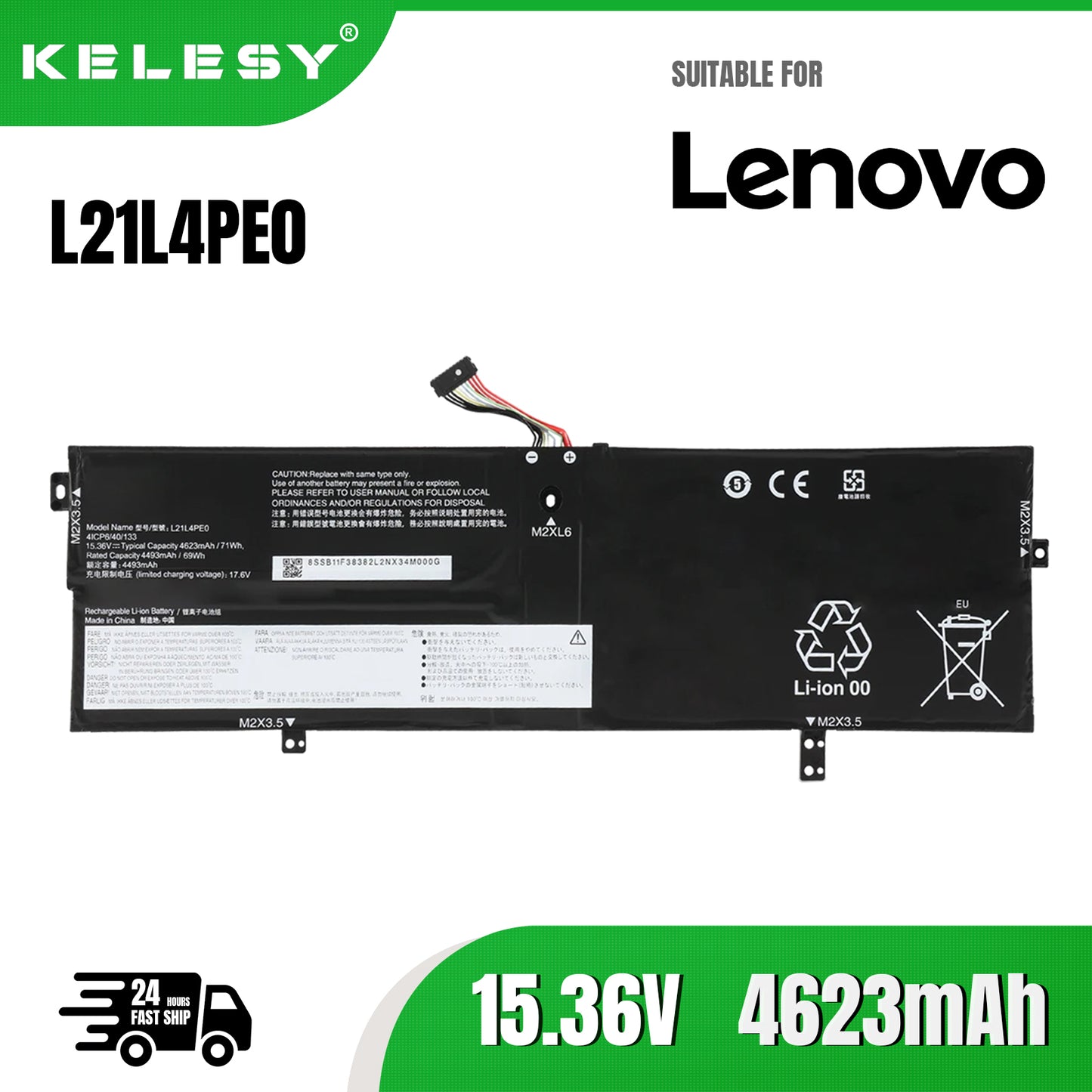 KELESY L21L4PE0 Laptop Battery For Lenovo Yoga 7-14IAL7 Series 82QE 82VD L21B4PE2 L21M4PE3 SB11F38382 5B11F38372 15.36V 71Wh