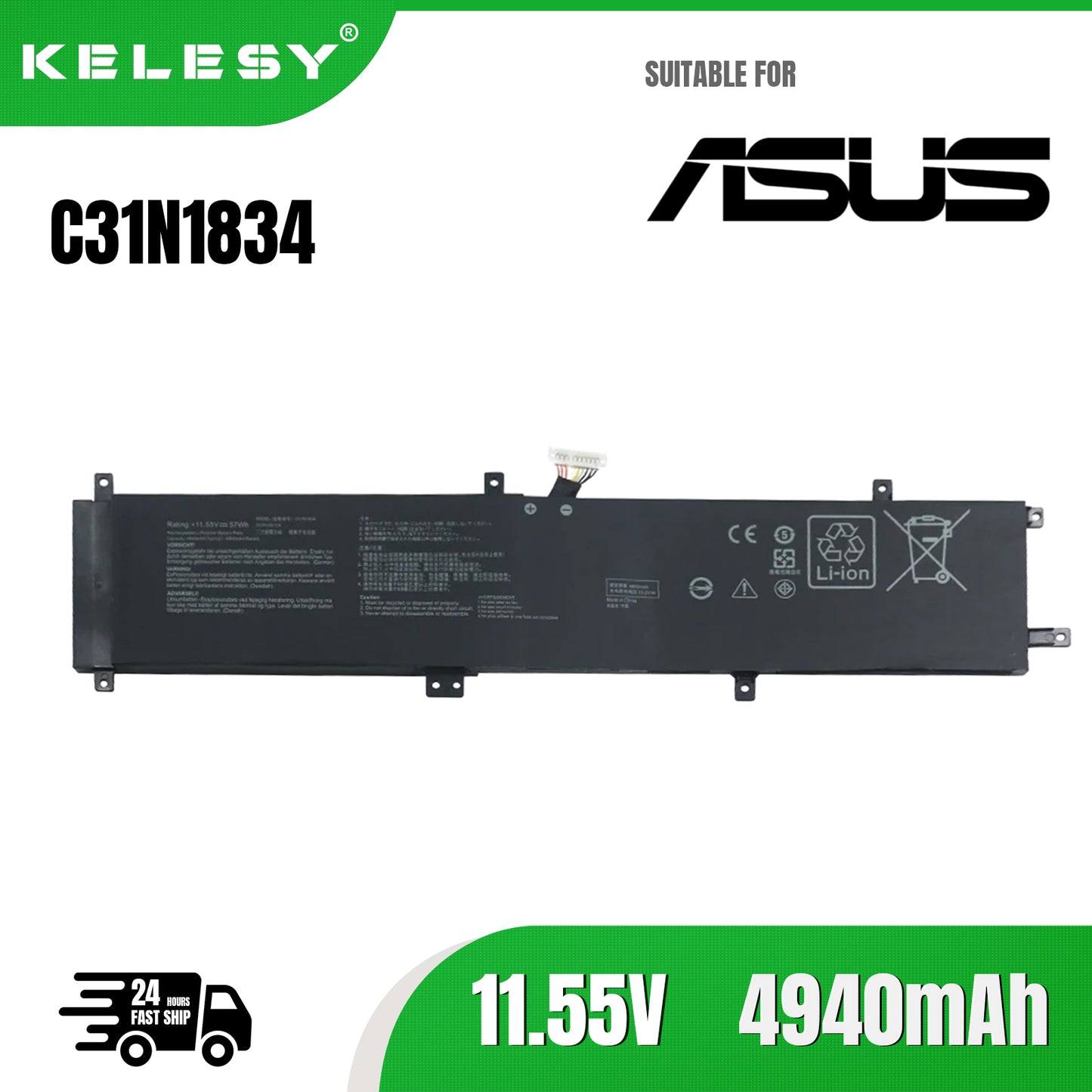 KELESY New C31N1834 Batetry For Asus ProArt StudioBook Pro 17 W700G W700G1T W700G2T W700G3P W700G3T W700GV H700 H700GV