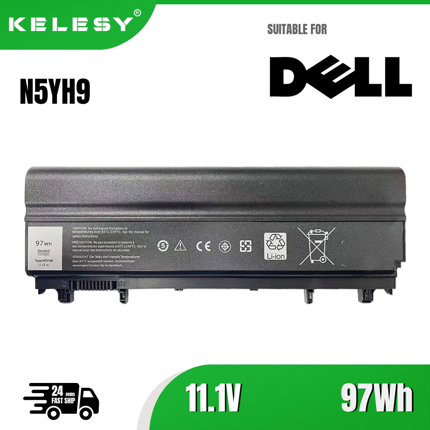 KELESY New N5YH9 Laptop Battery for DELL Latitude E5440 E5540 VJXMC VV0NF VVONF 0K8HC 7W6K0 CXF66 0K8HC 9CELL 11.1V 97WH