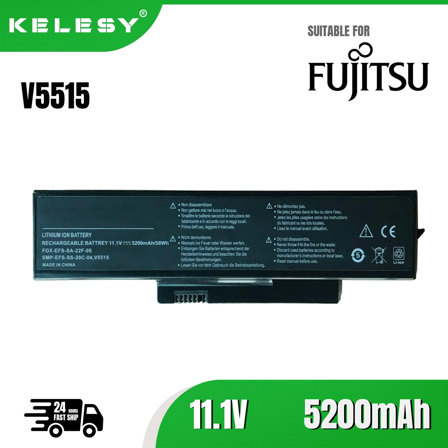 KELESY Batería del ordenador portátil para FUJITSU-SIEMENS Esprimo V5515 V5535 V5555 EFS-SA-XXF-06
