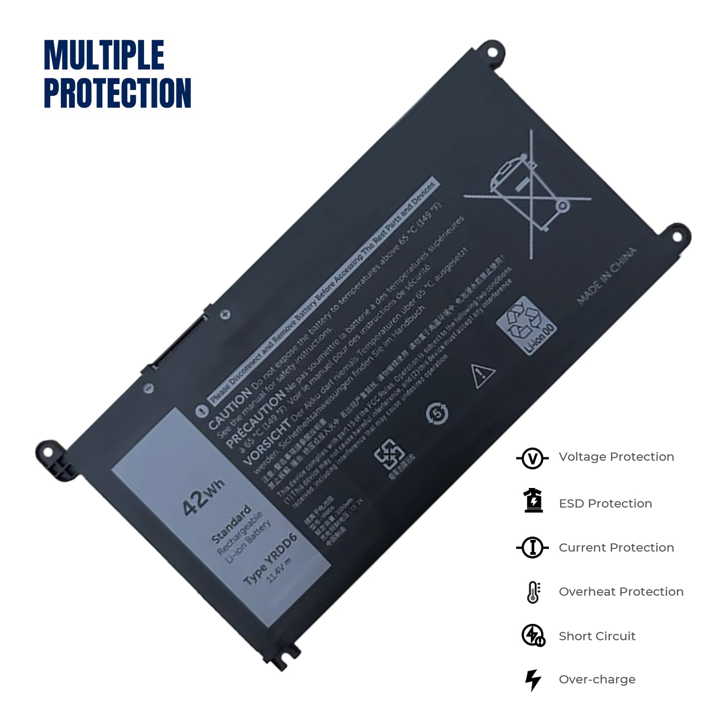KELESY YRDD6 11.4V 42Wh Laptop Battery For Dell Vostro 3491 3591 3490 3590 3501 Inspiron 5481 5482 5485 5491 5591 5485 5585