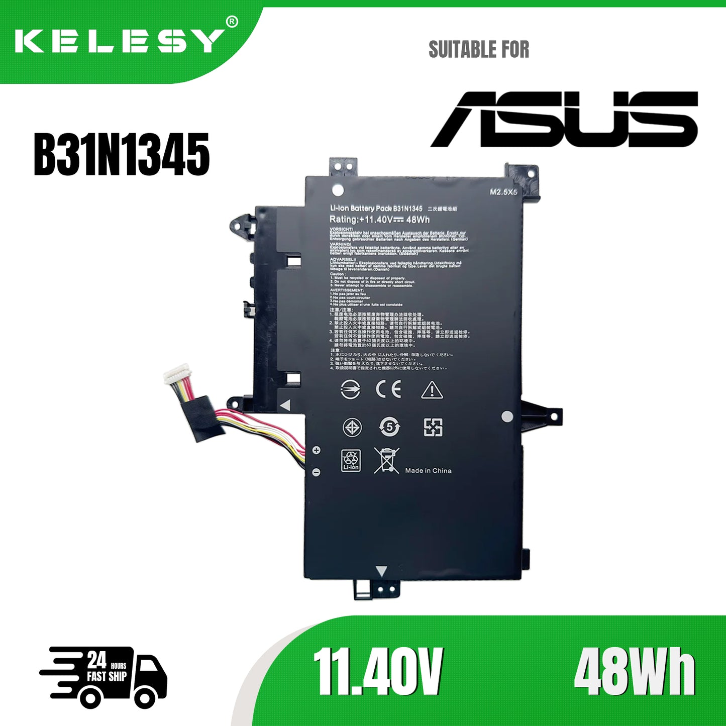 KELESY B31N1345 (11.4V 48Wh/4100mAh) Laptop Battery Compatible with ASUS Transformer Book Flip TP500L TP500LA TP500LB TP500LN