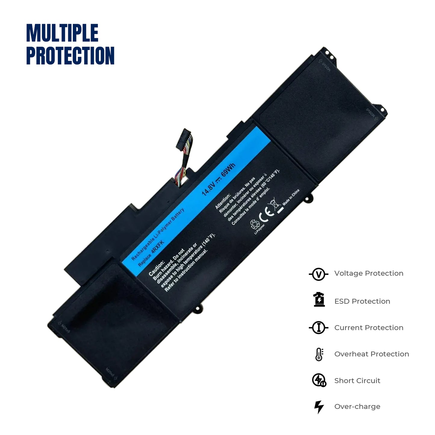 KELESY 14.8V 69WH 4RXFK Laptop Battery For Dell XPS 14 L421X Ultrabook 14-L421x L421x Series Replace C1JKH FFK56