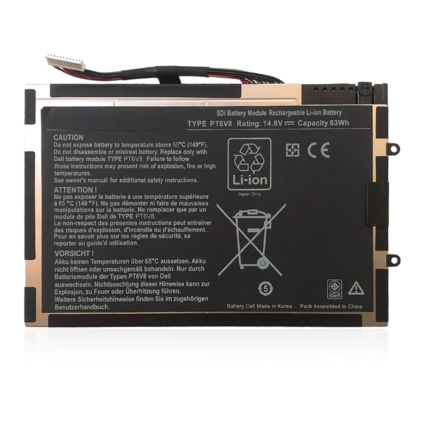 KELESY PT6V8 Laptop Battery for DELL Alienware M11x M14x R1 R2 R3 P18G T7YJR 8P6X6 08P6X6 14.8V 63WH