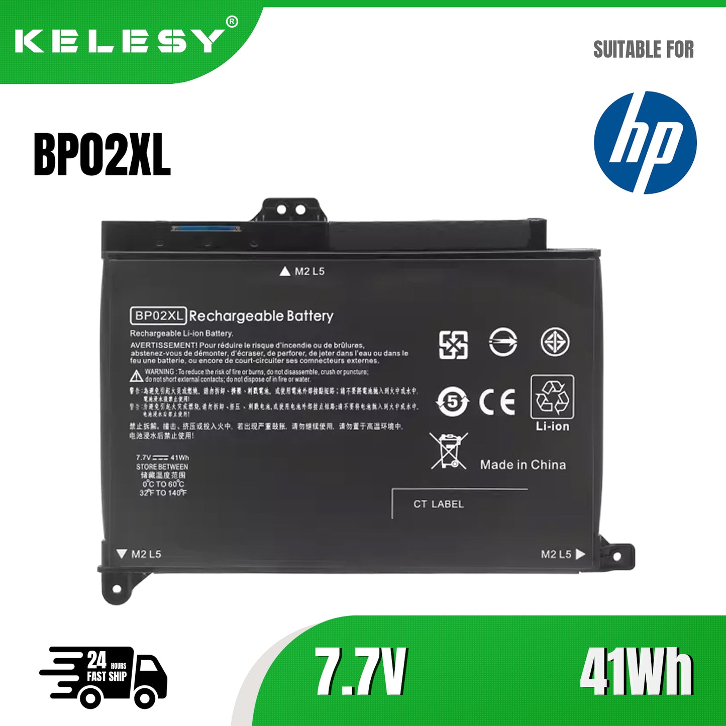 KELESY 7.7V 5150mAh BP02XL Laptop Battery For HP Pavilion PC 15 15-AU 849909-850 849569-421 HSTNN-LB7H BP02041XL HSTNN-UB7B