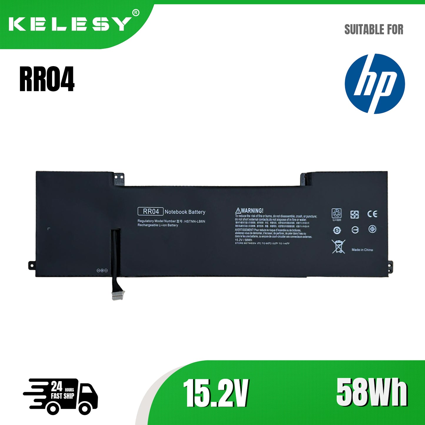 KELESY RR04 15.2V 58Wh Аккумулятор для ноутбука HP Omen 15 15-5014TX 15-5001NS 15-5209TX 15-5208TX 15-5114TX RR04XL Аккумулятор для ноутбука