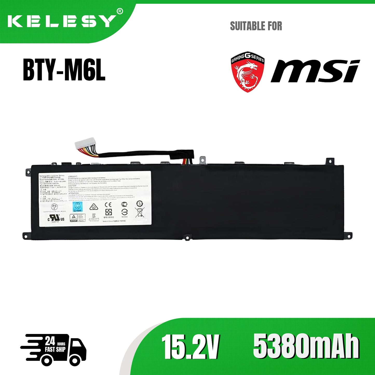 KELESY BTY-M6L Replacement Laptop Battery For MSI Battery Notebook Battery P65 GS65 8RE 8RF 8SF GS75 9SE 9SG 9SF 10SE