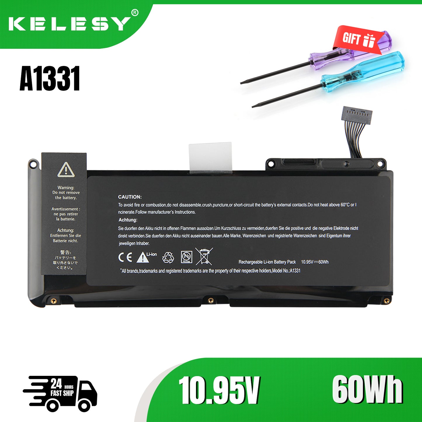KELESY Battery A1331 For MacBook Pro 13 A1342 MC207 MC516 MC233 High Quality Batteries 60Wh With Tool