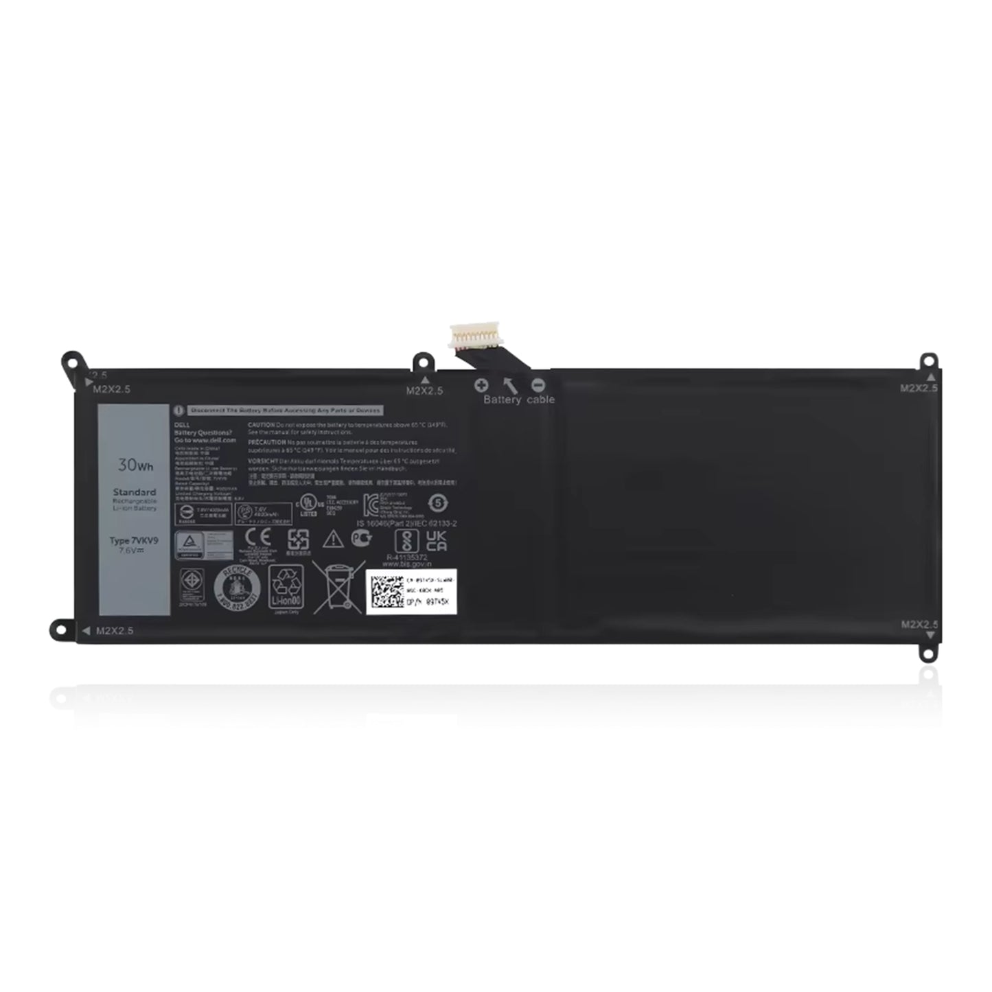 KELESY New 7VKV9 Internal Laptop Battery Rechargeable For Dell XPS 12 9250 Latitude 12 7275 9TV5X V55D0 4Cell
