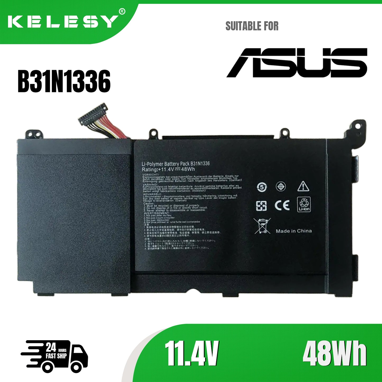 KELESY New B31N1336 C31-S551 Laptop Battery for ASUS VivoBook S551 S551LB S551LA R553L R553LN R553LF K551LN V551 V551LA