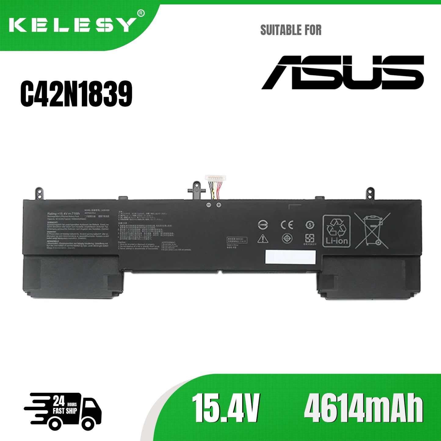KELESY C42N1839 15.4V 71WH Laptop Battery For Asus ZenBook 15 UX533FAC-A8097T UX533FTC UX534FAC UX534FTC UX563FD-A1015T