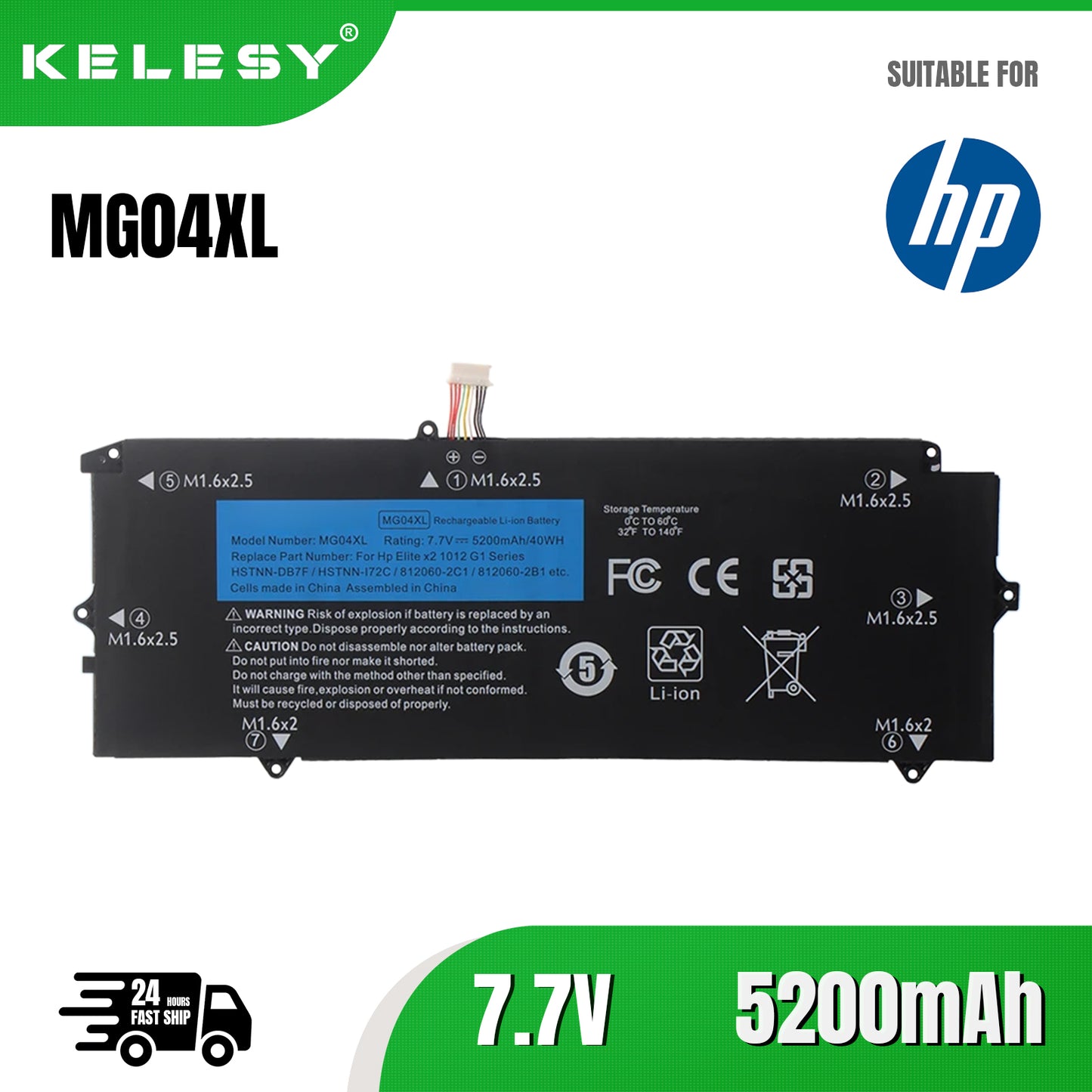 KELESY batería modelo MG04XL para ordenador portátil, parte de PC para HP Elite X2 1012 G1 Series MG04 812060-2B1 812060-2C1