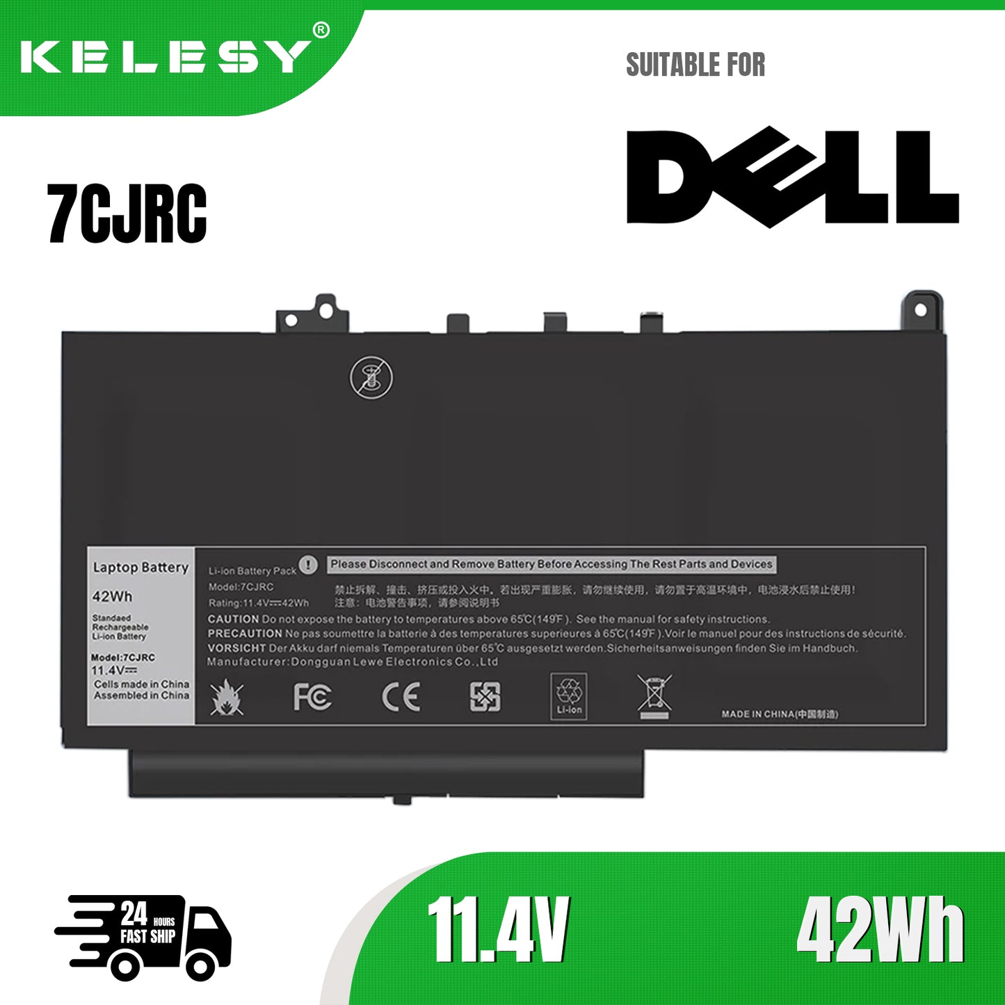 KELESY 42WH Genuine Original Laptop Battery 7CJRC For Dell Latitude E7270 E7470 Series 21X15 451-BBWR 6Cell Bateria Notebook