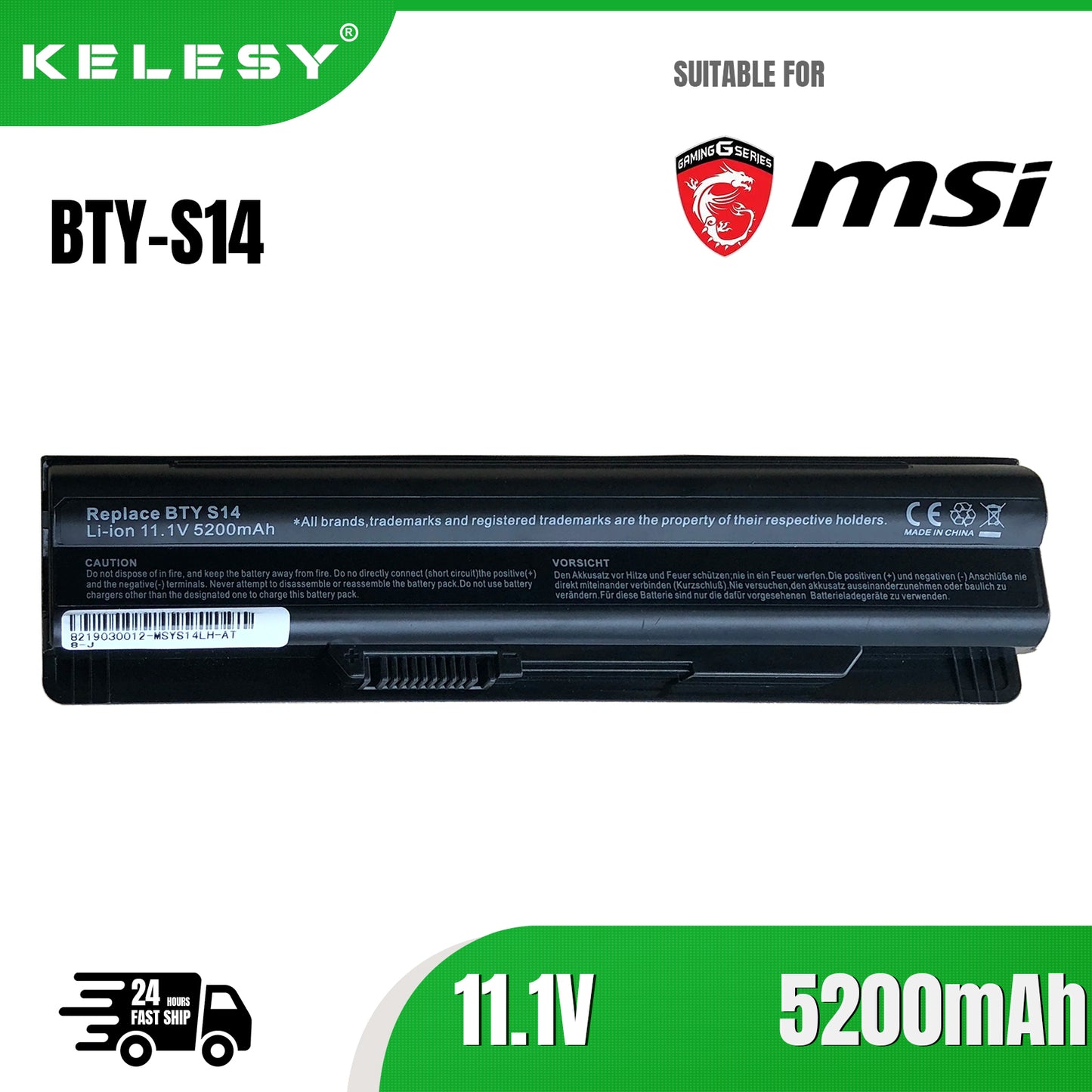 KELESY 4400mAh BTY-S14 battery For MSI Laptop Battery FX720 GE60 GE620 GE620DX GE70 A6500 CR41 CR61 CR70 FR720 CX70 FX700