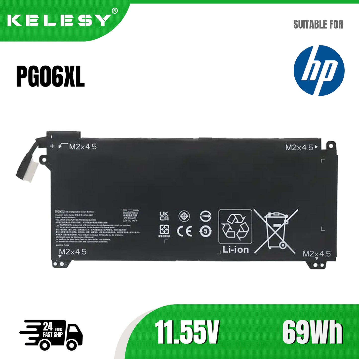 KELESY Battery PGO6XL PG06XL 69Wh For HP 15-dh HSTNN-DB9F L48431-2C1 L48497-005 15-DH0006TX 15-dh0007TX 15-dh0008TX 15-dh0151TX