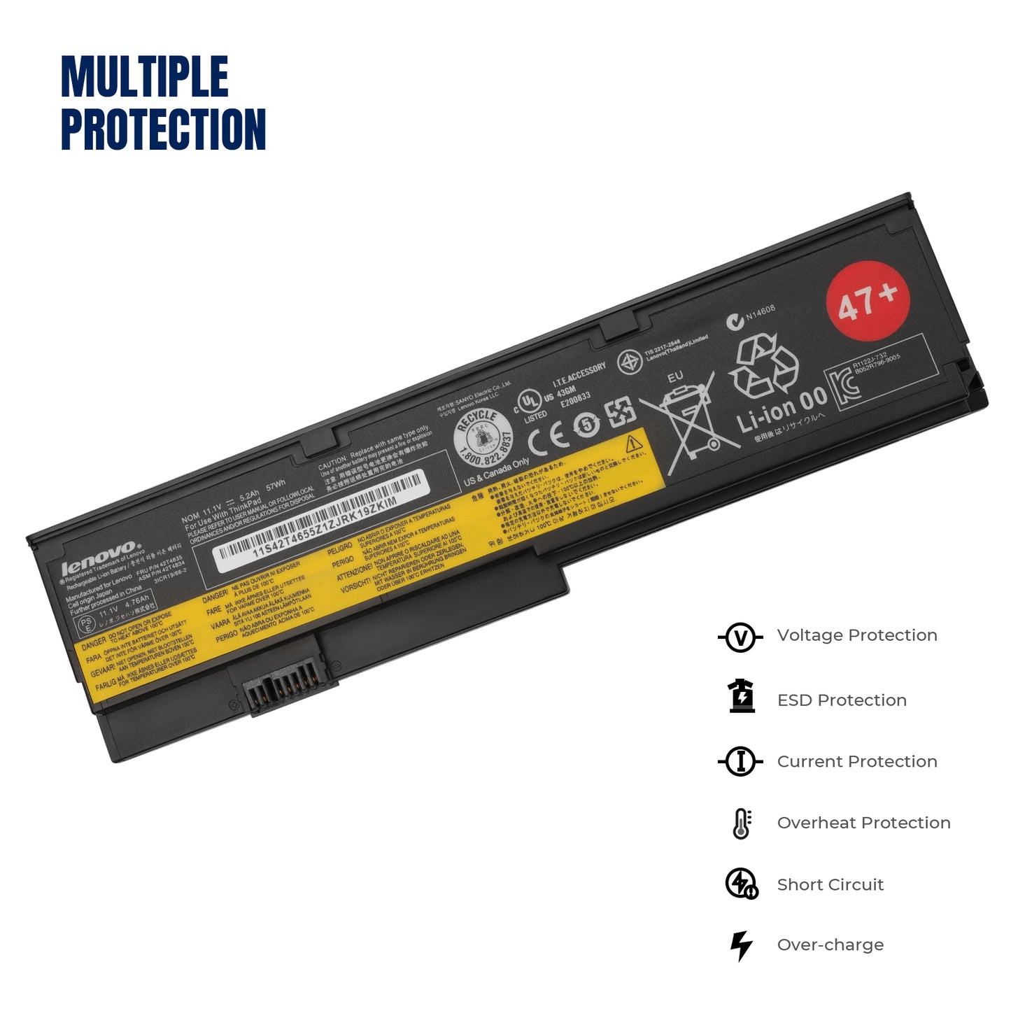 KELESY New 42T4835 42T4834 45N1171 Laptop Battery 11.1V 5.2Ah 57Wh For Lenovo ThinkPad X200 X200S X201 X201S X201