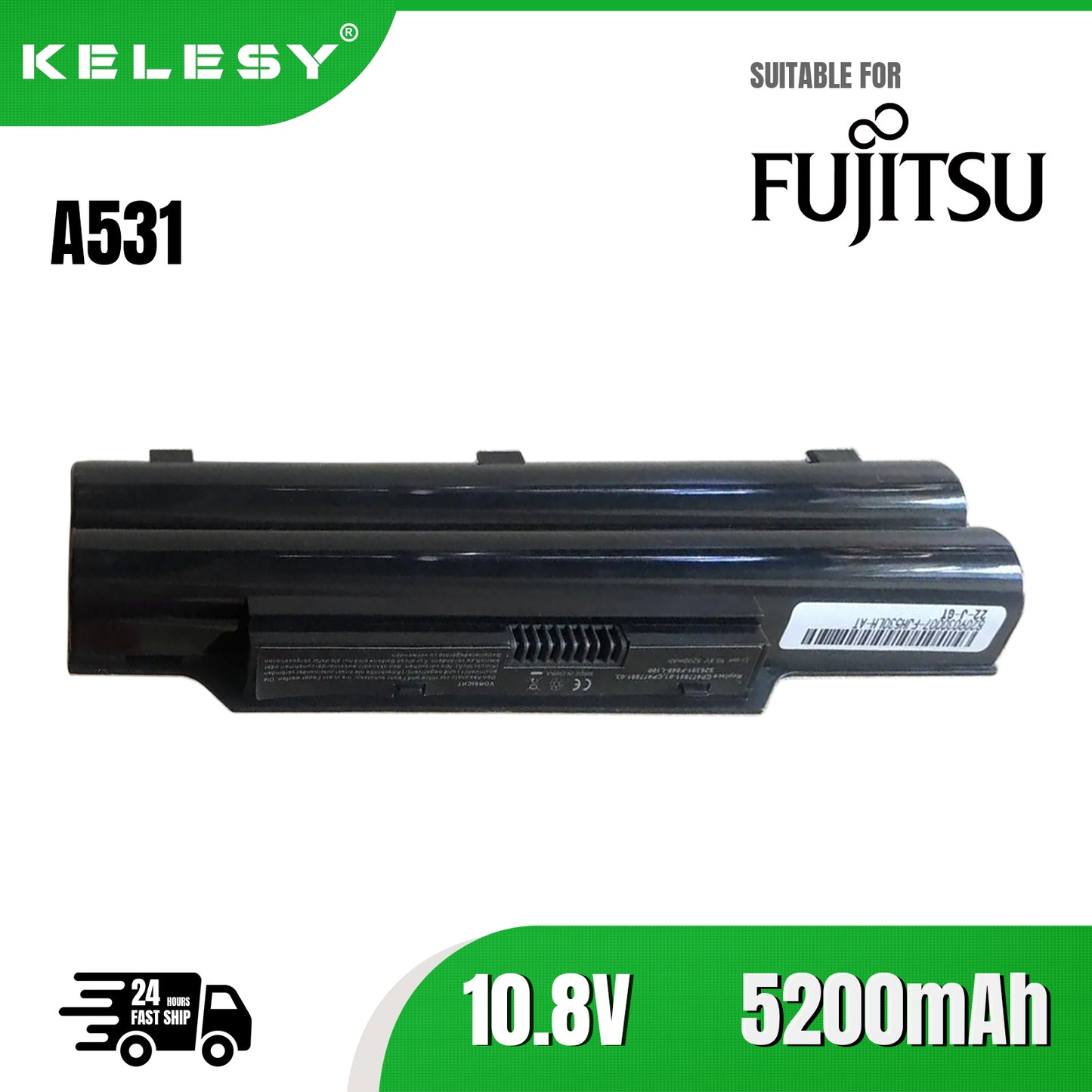 KELESY Batería de portátil para FUJITSU LifeBook, LH530, A530, A531, AH530, AH531, LH520, LH530, FMVNBP186, AH42/E, AH530/3A
