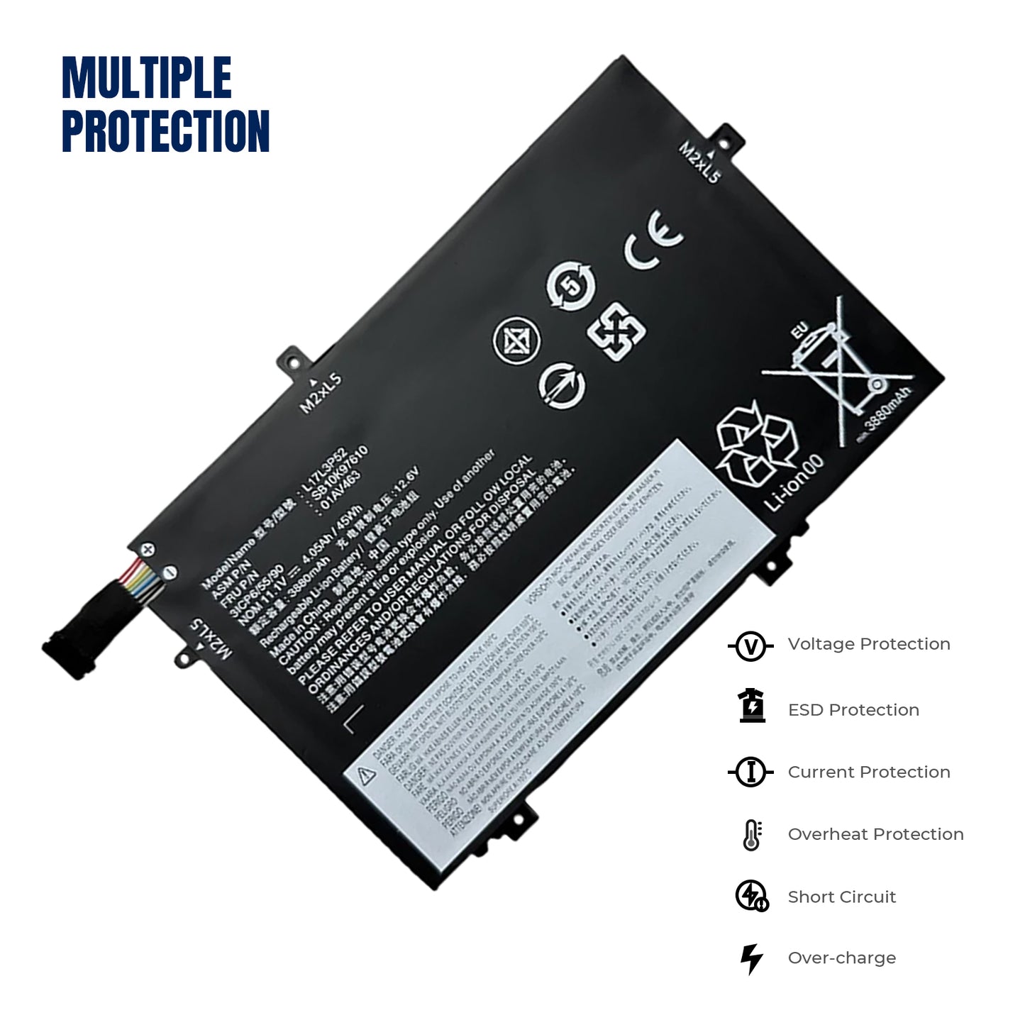 KELESY new L17L3P52 11.1V 45WH Battery For Lenovo ThinkPad L470 L480 E480 E580 L580 L590 Series L17C3P52 01AV466 01AV463
