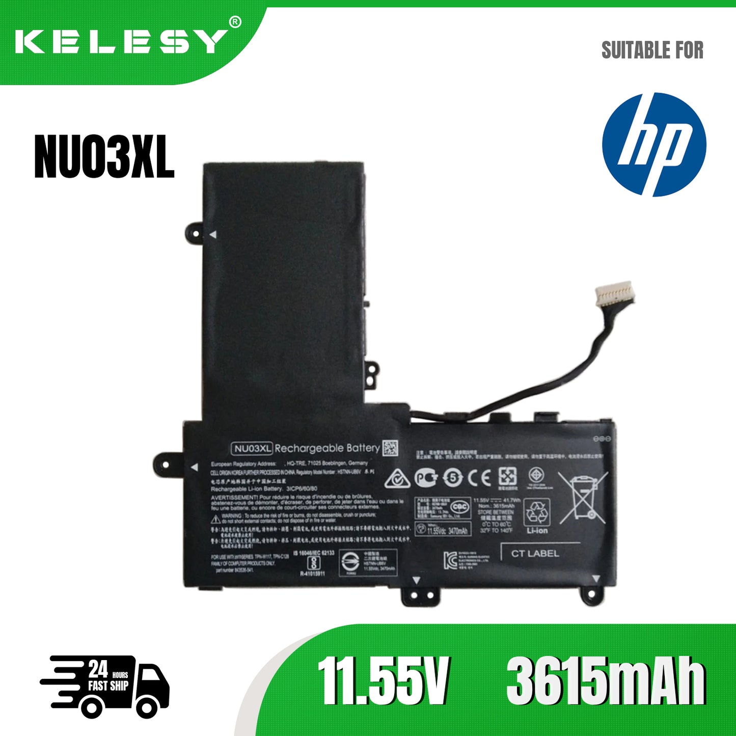 KELESY NU03XL Laptop Battery For HP Pavilion x360 Convertible PC 11-U014UR HSTNN-UB6V TPN-W117 TPN-C128 843536-541 844201-850