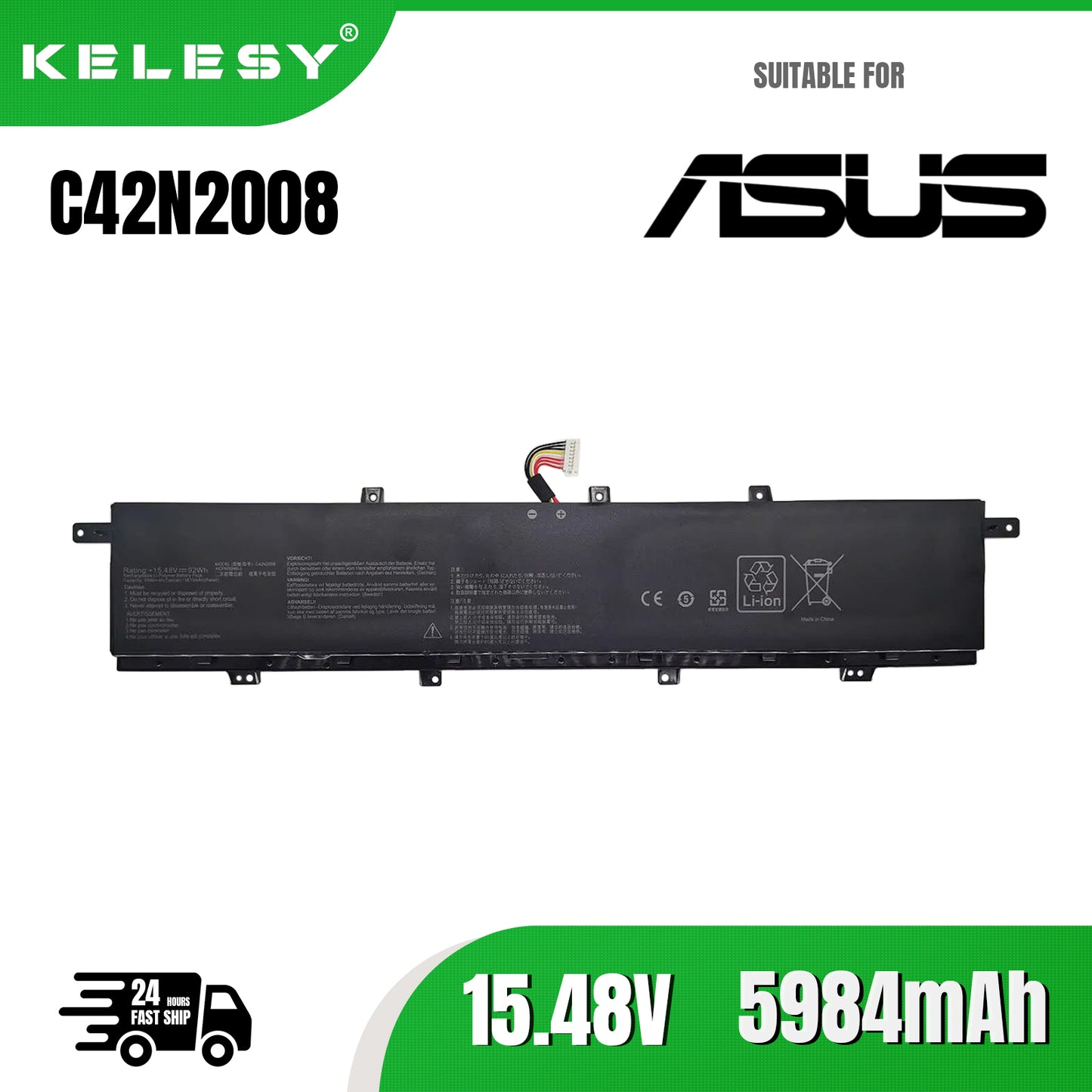 KELESY Batería de ordenador portátil C42N2008 para ASUS ZenBook Pro Duo 15 OLED UX582 UX582LR Series XS74T UX582LR-H2002TS