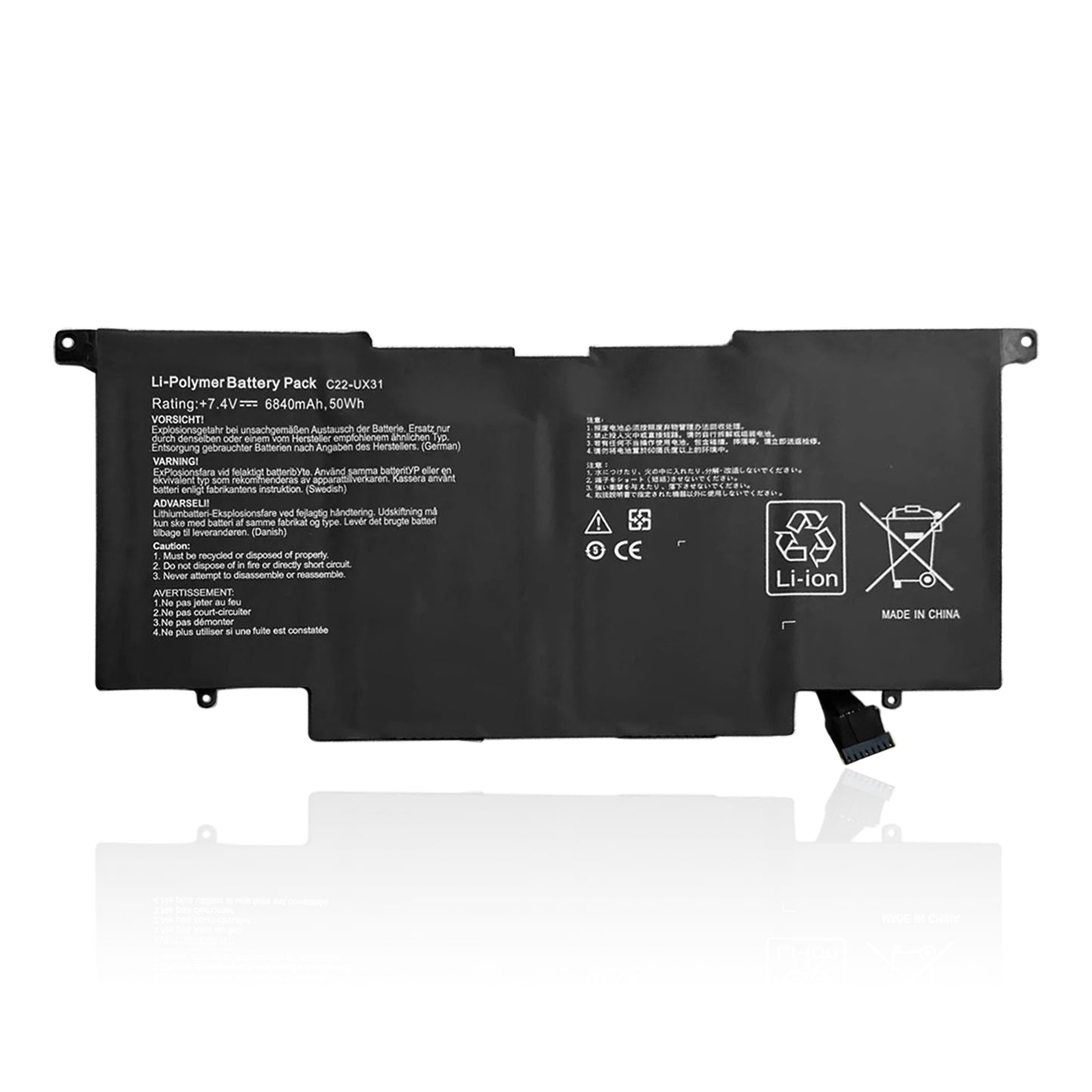 KELESY New C22-UX31 Laptop Battery for ASUS Zenbook UX31 UX31A UX31E UX31E-DH72 C22-UX31 C23-UX31 7.4V 50WH/6840mAh