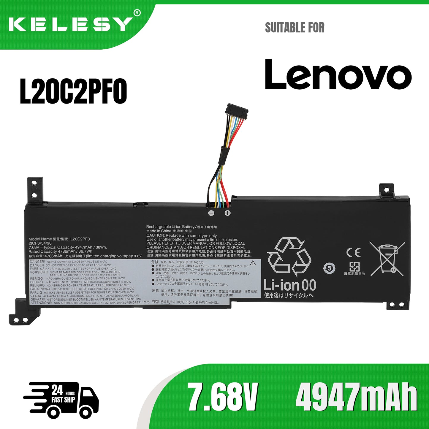 KELESY New L20L2PF0 L20C2PF0 L20M2PF0 L20L3PF0 L20C3PF0 L20M3PF0 Battery For Lenovo IdeaPad 3-14ALC6 Gen 6 V14 V15 V17 G2 ITL