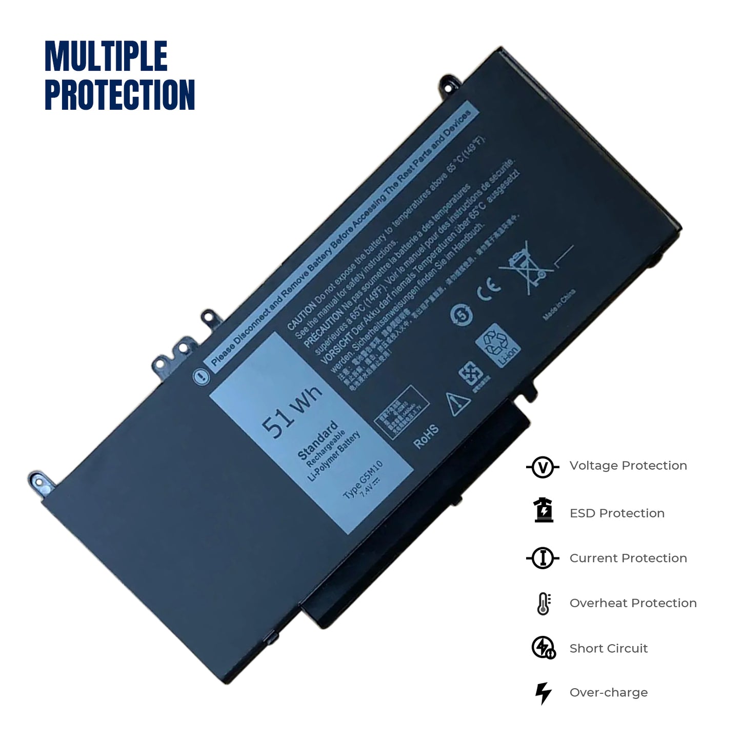 KELESY 7.4V 51WH G5M10 Battery for DELL Latitude 3160 E5450 E5550 E5250 51Wh 7.4V