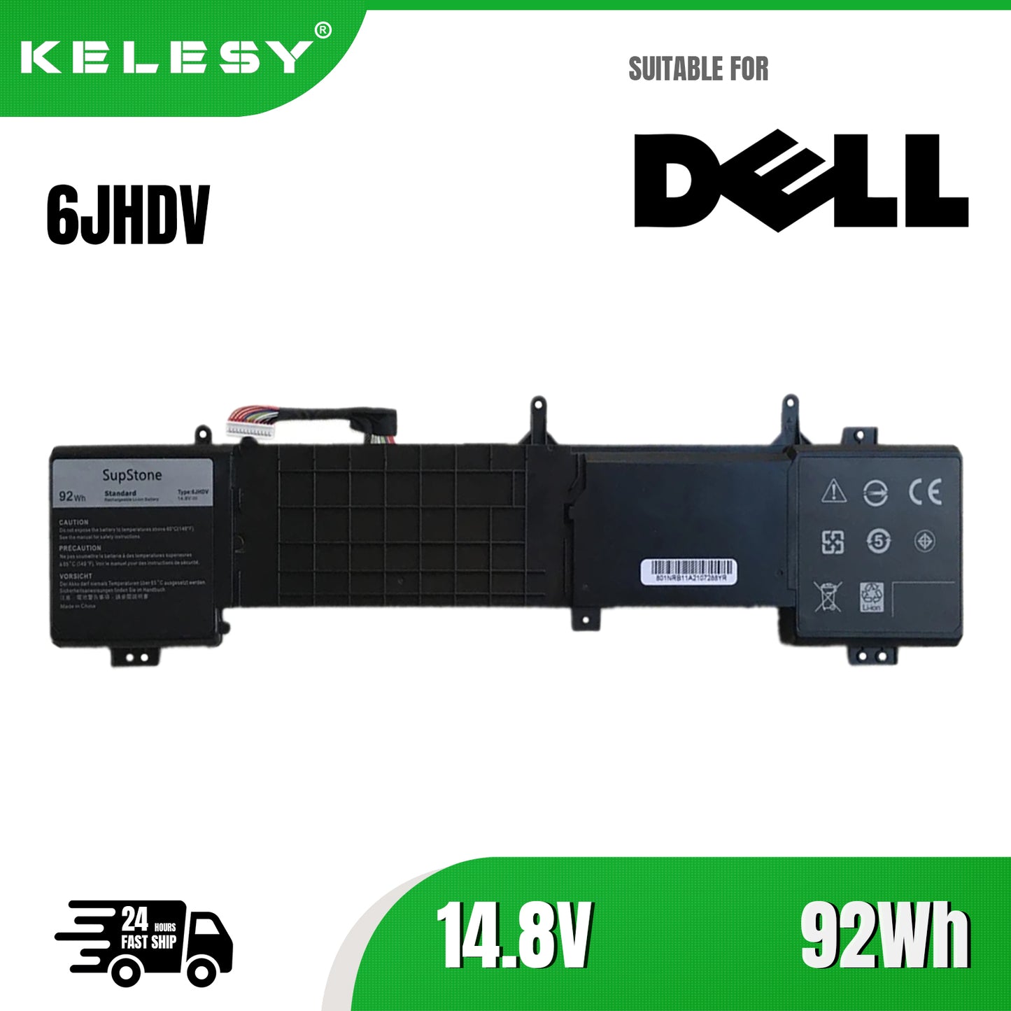 KELESY New 6JHDV 5046J Laptop Battery For Dell Alienware 17 R2 R3 ANW17-2136SLV P43F AW17R3-4175SLV 92Wh