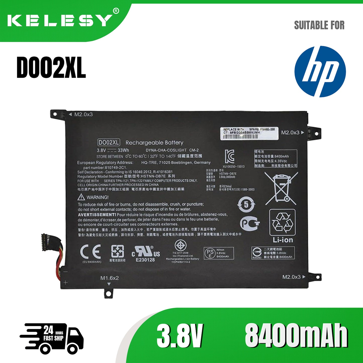 KELESY DO02XL 3.8V 33Wh Original Laptop Battery for HP Pavilion X2 210 G1 10-n 810749-421 HSTNN-LB6Y