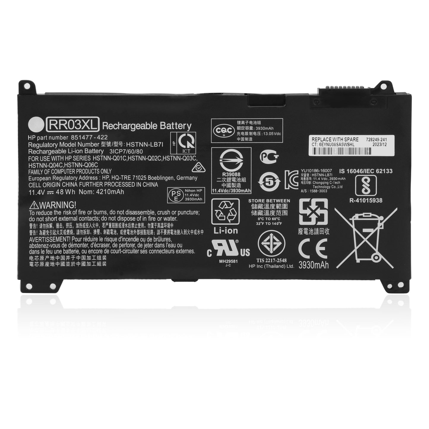 KELESY New RR03XL Laptop Battery For HP ProBook 430 440 450 455 470 G4 G5 HSTNN-PB6W HSTNN-UB7C HSTNN-LB71
