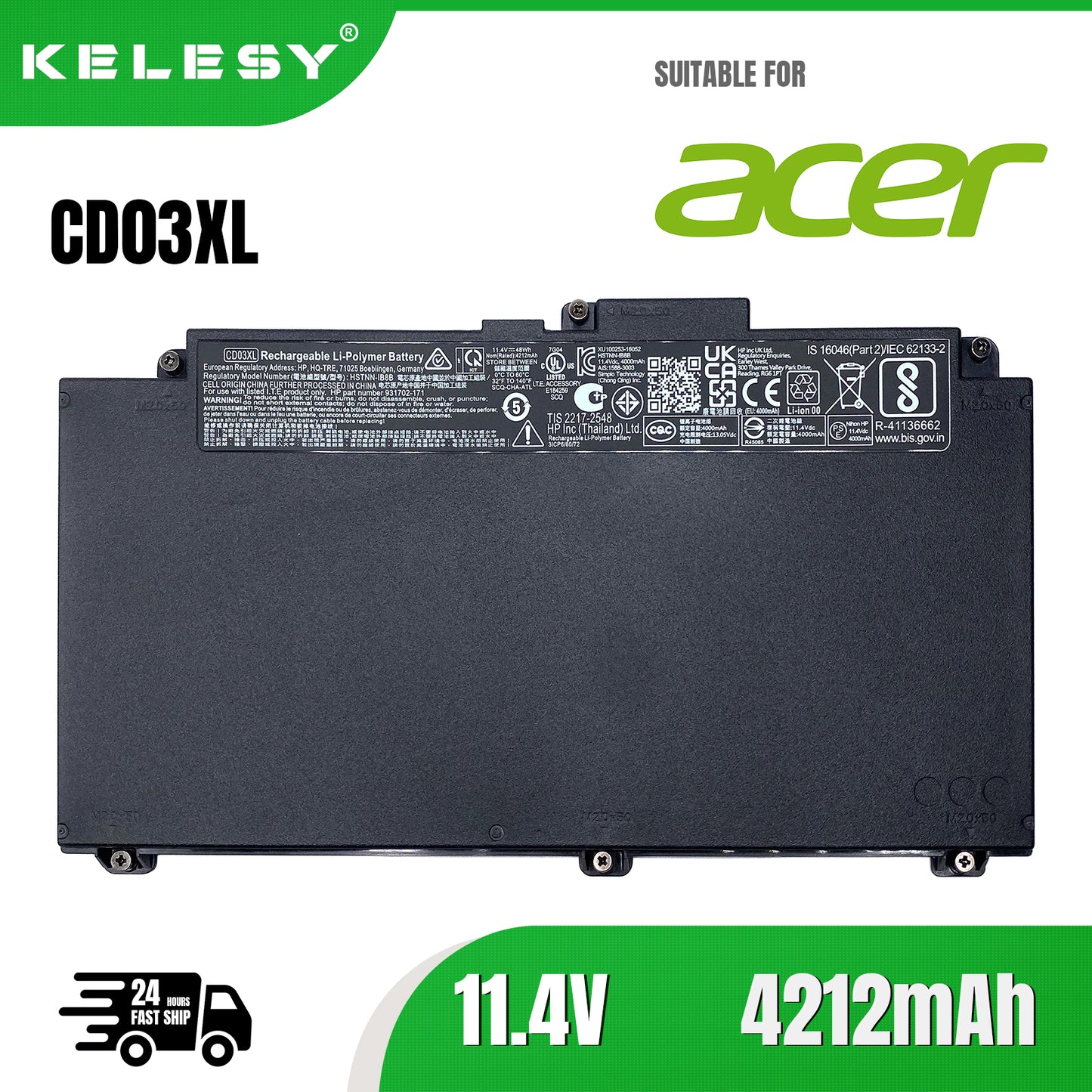 KELESY Original CD03XL Laptop Battery For Acer ProBook 640 G4 645 G4 650 G4 640 G5 650 G5 650 G7 HSTNN-UB7K HSTNN-LB8F IB813