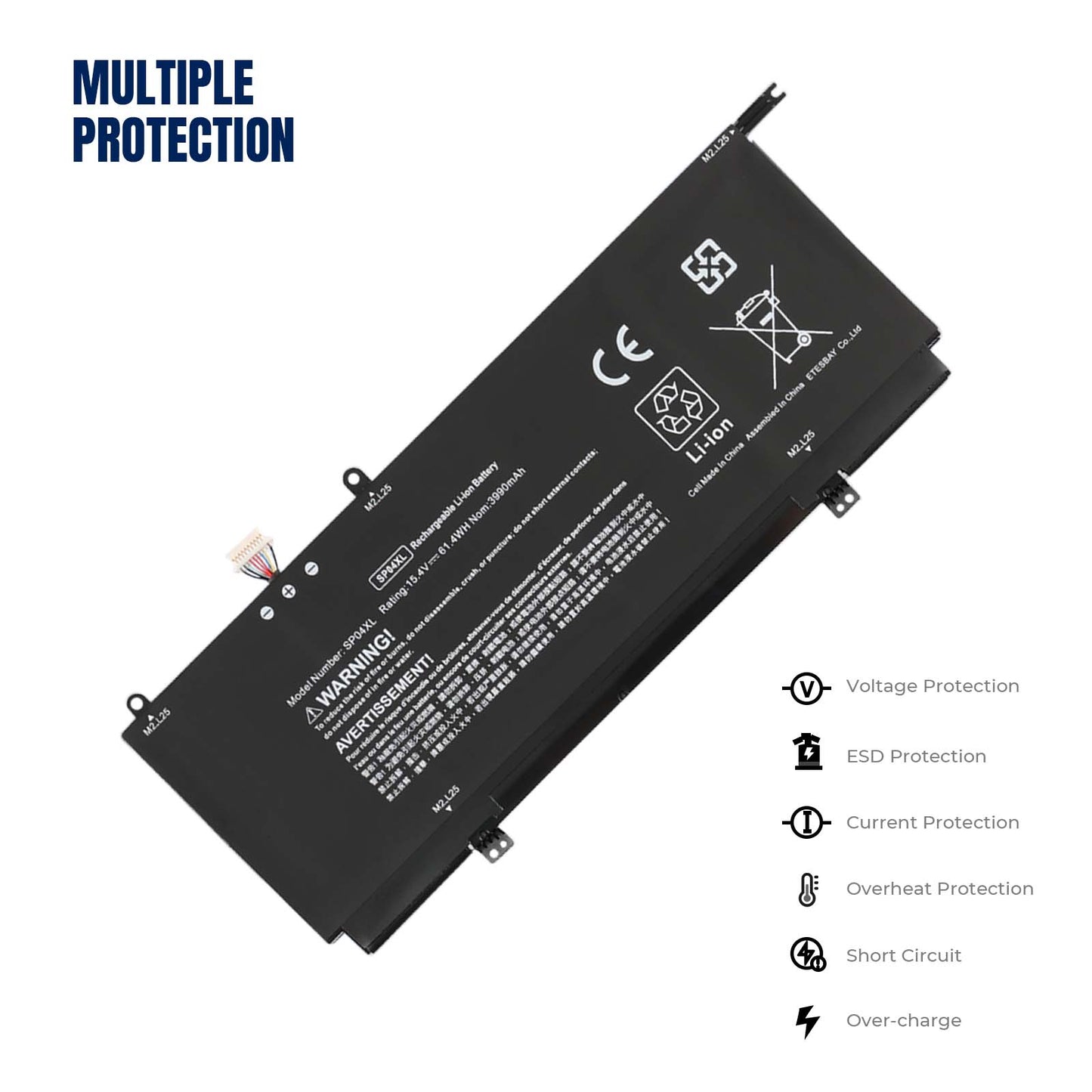 KELESY 15.4V 61.4WH New Original SP04XL Laptop Battery for HP SPECTRE X360 13-AP SP04XL TPN-Q185 Q203/4