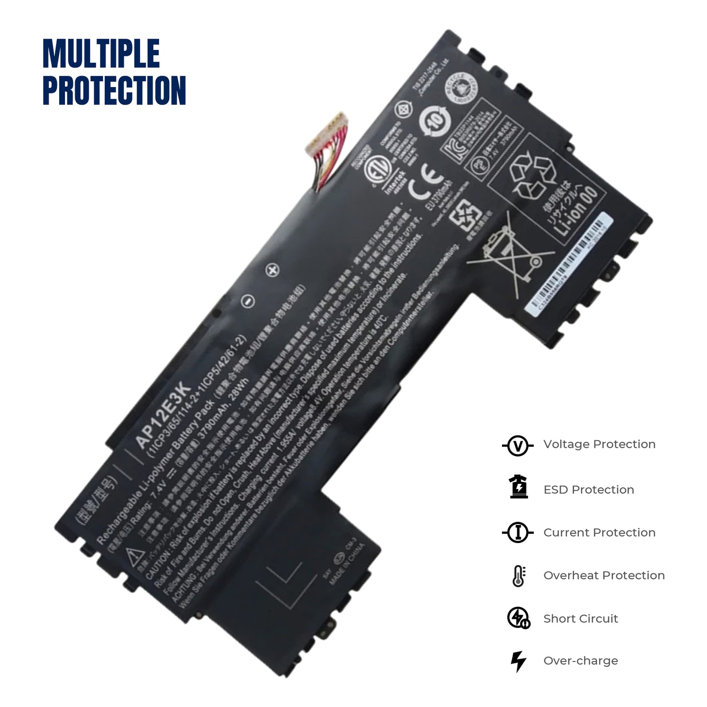 Аккумулятор KELESY AP12E3K 7,4 В 3790 мАч для ноутбука Acer Aspire S7 S7-191 11" Ultrabook 1/CP3/65/114-2 1/CP5/42/61-2